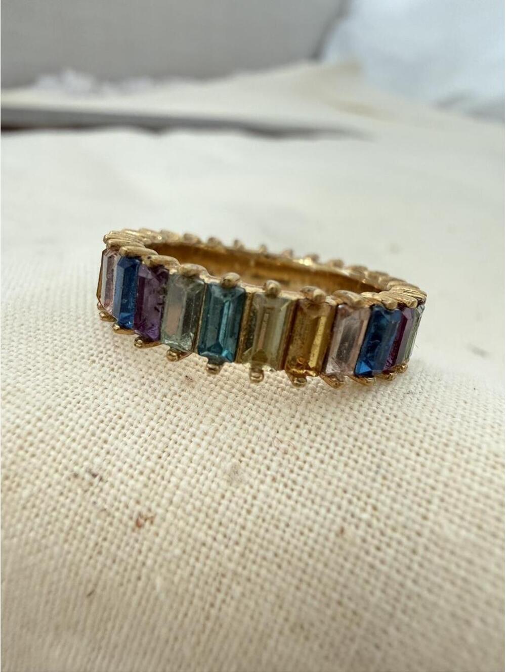 Multicolor Baguette Rhinestone Eternity Ring Size 5.75